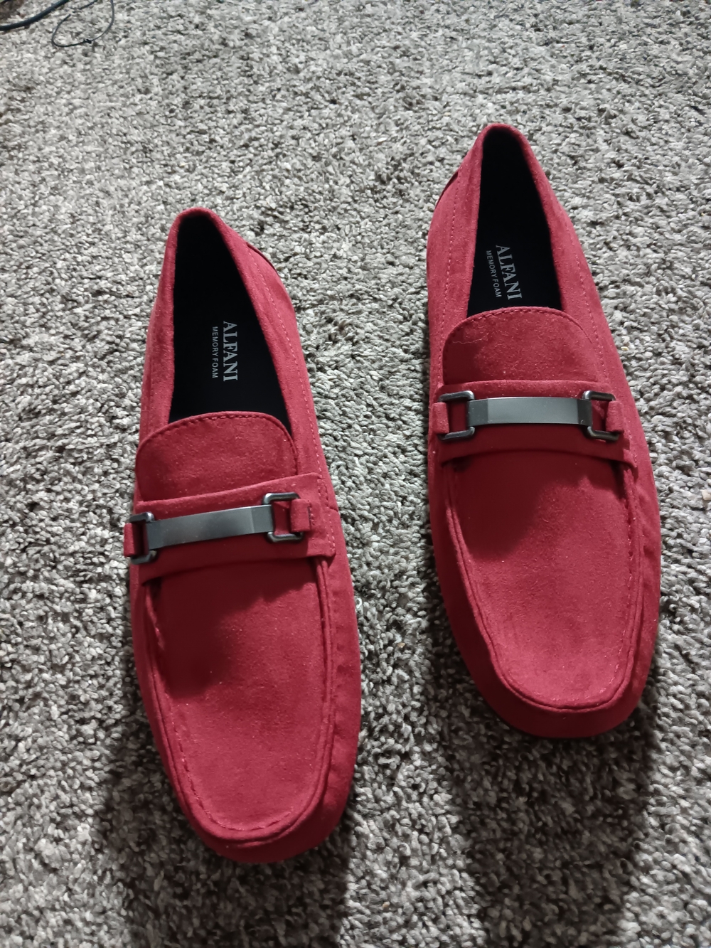 Alfani Men’s Red Suede Bit-Accent Loafers